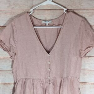 Linen-Blend Alexandra Button-Front Mini Dress